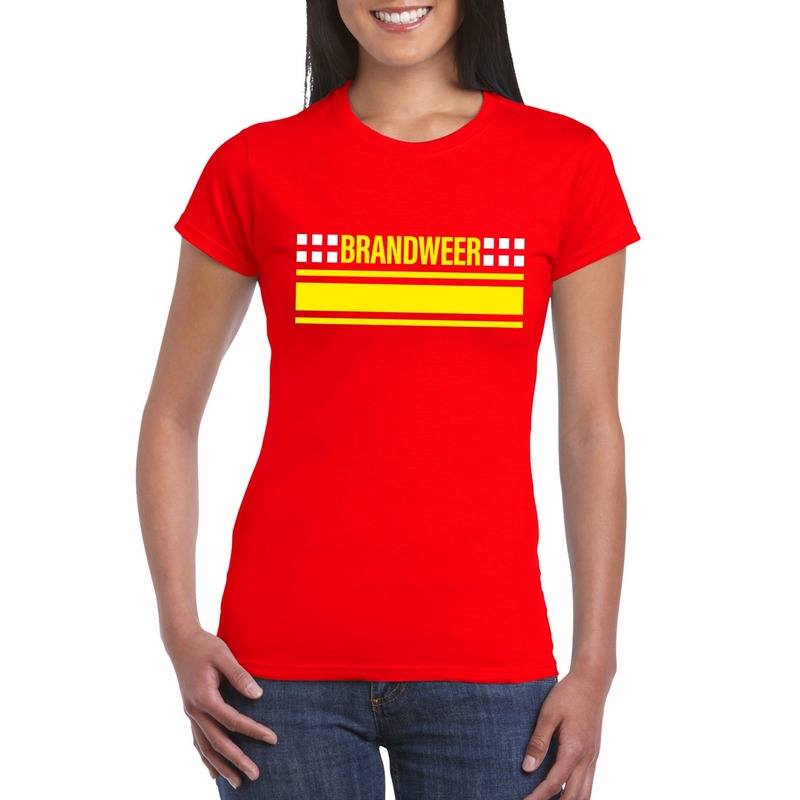 Brandweer logo t-shirt rood voor dames