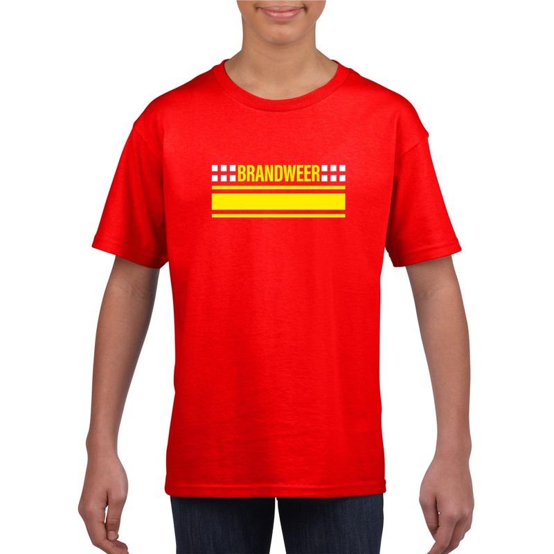 Brandweer logo t-shirt rood voor kinderen