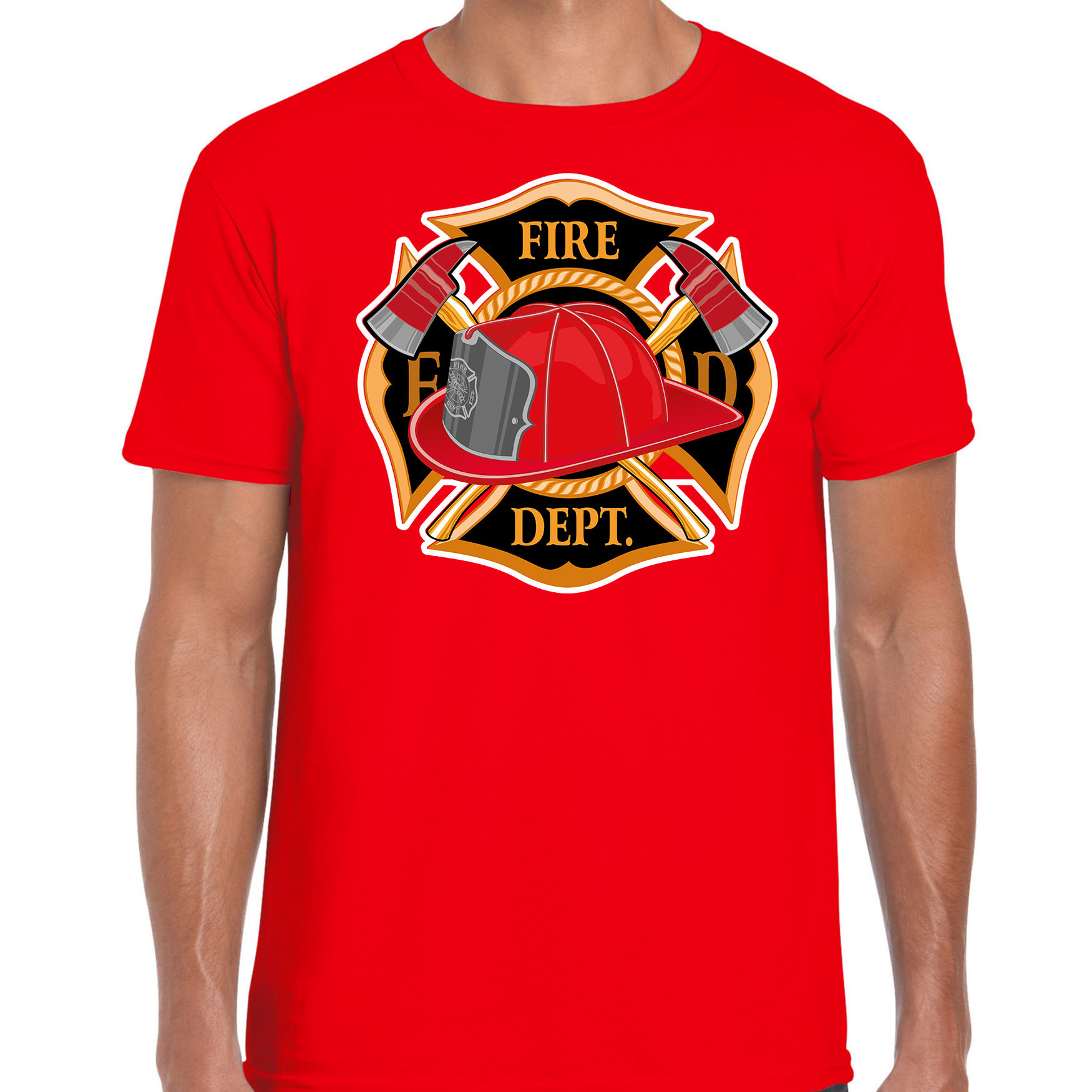 Brandweer logo verkleed t-shirt / outfit rood voor heren
