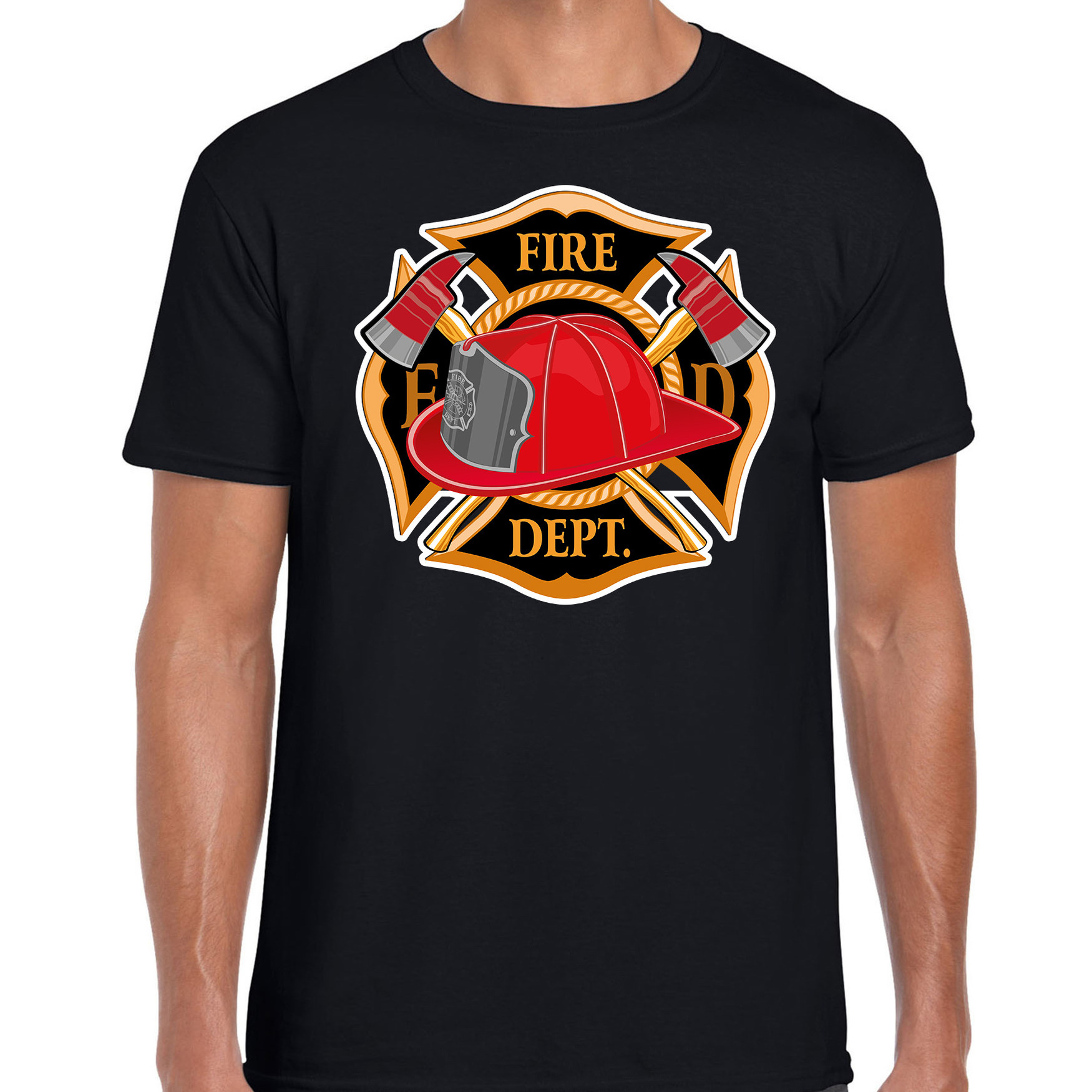 Brandweer logo verkleed t-shirt / outfit zwart voor heren