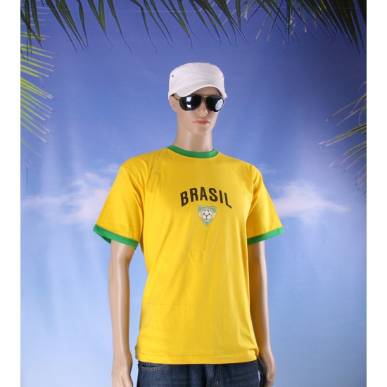 Brasil voetbal print shirt geel