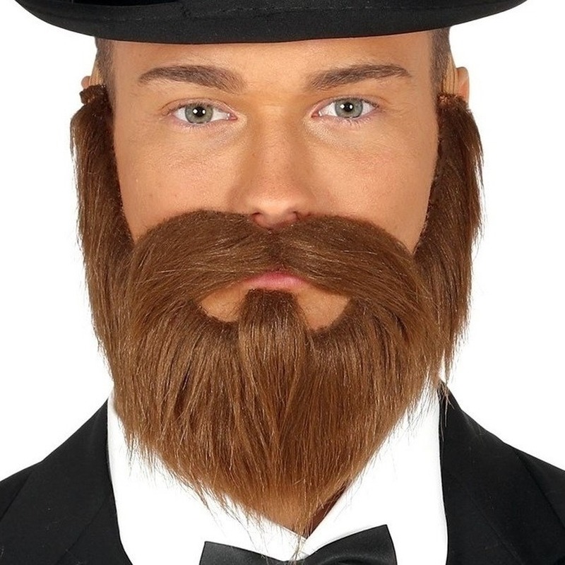 Bruine verkleed baard met snor