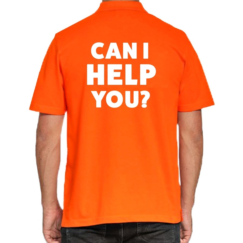 Can i help you beurs/evenementen polo shirt oranje voor heren