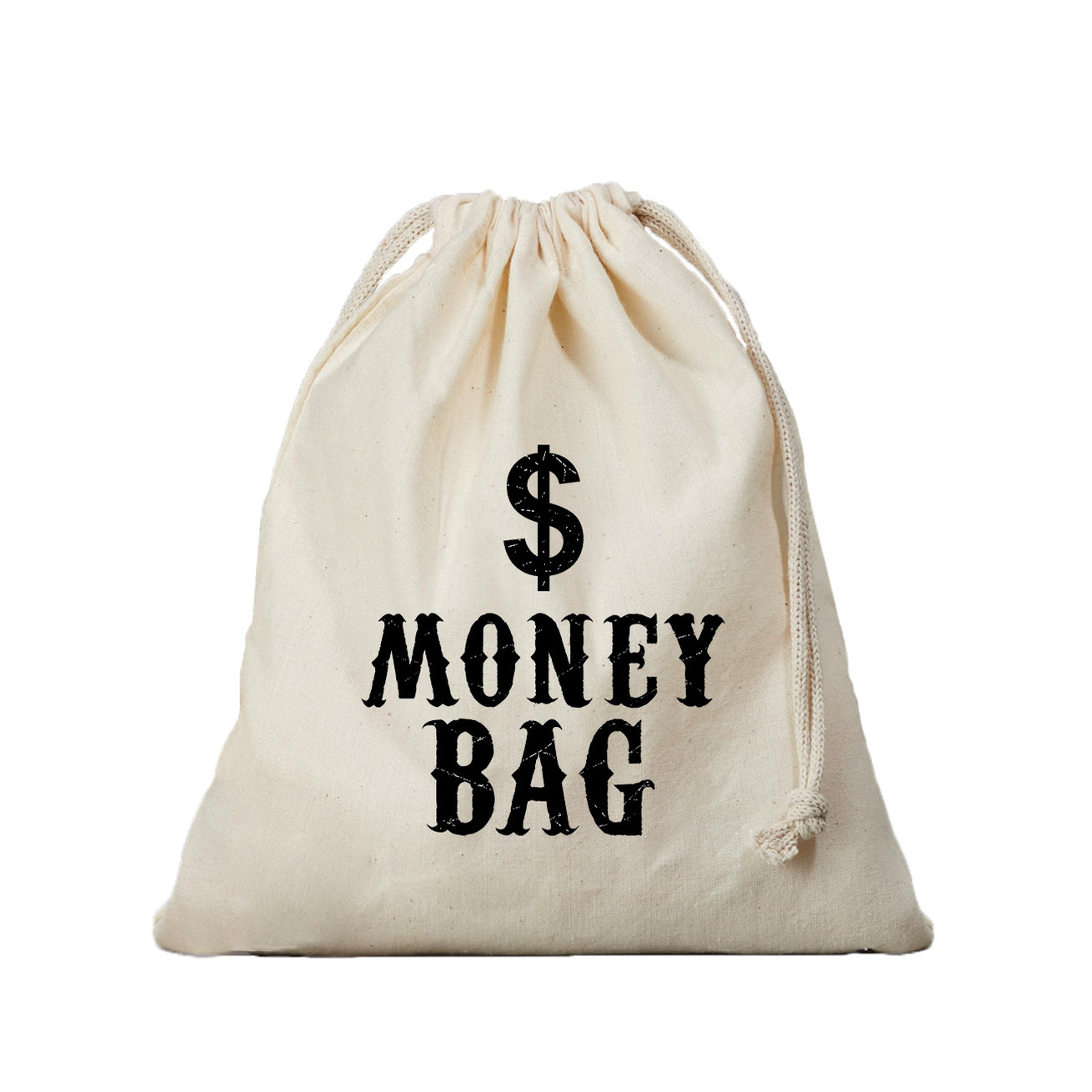 Canvas geldzak Moneybag met dollar teken wit 25 x 30 cm verkleedaccessoires