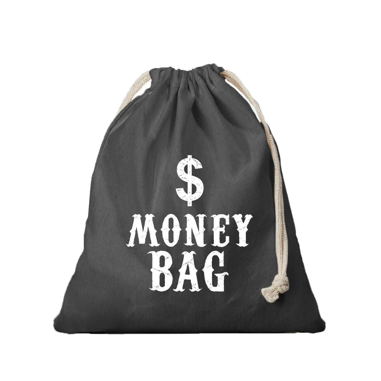 Canvas geldzak Moneybag met dollar teken zwart 25 x 30 cm verkleedaccessoires