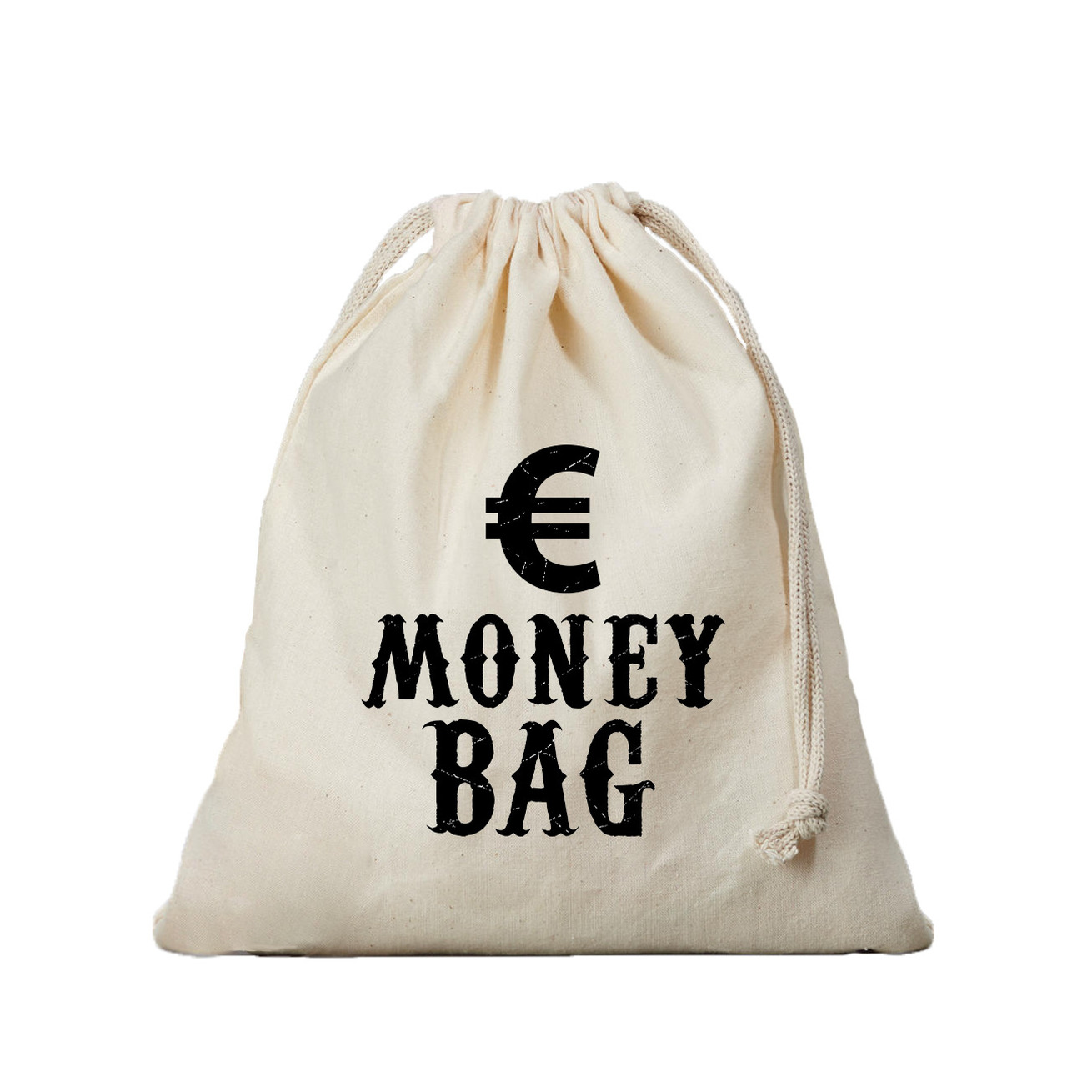 Canvas geldzak Moneybag met euro teken wit 25 x 30 cm verkleedaccessoires
