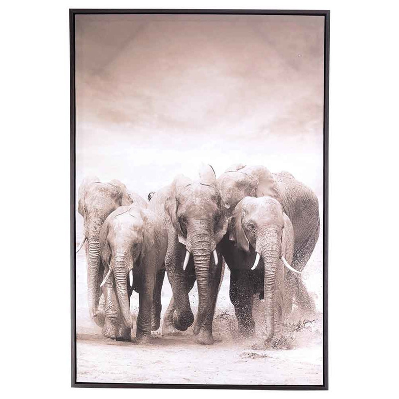 Canvas schilderij 90 x 60 cm olifanten print