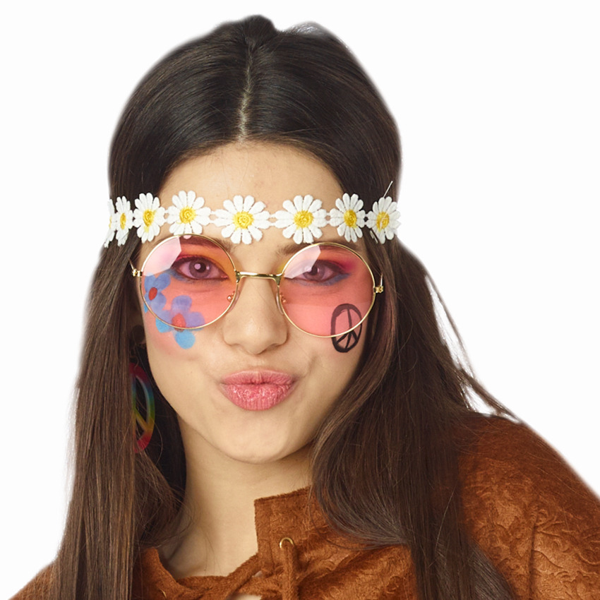 Carnaval/festival hippie flower power hoofdband met madeliefjes