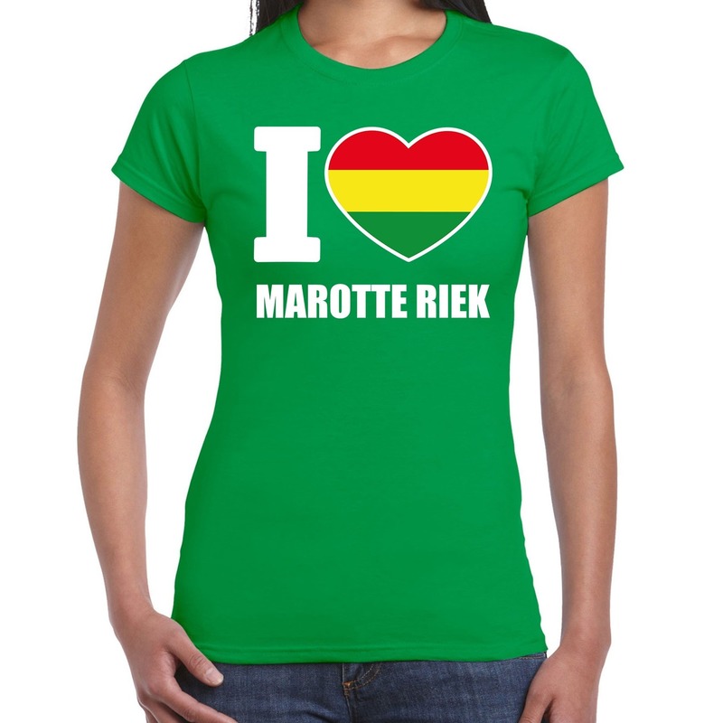Carnaval I love Marotte Riek t-shirt groen voor dames