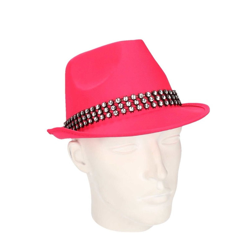 Carnaval roze hoed met stenen