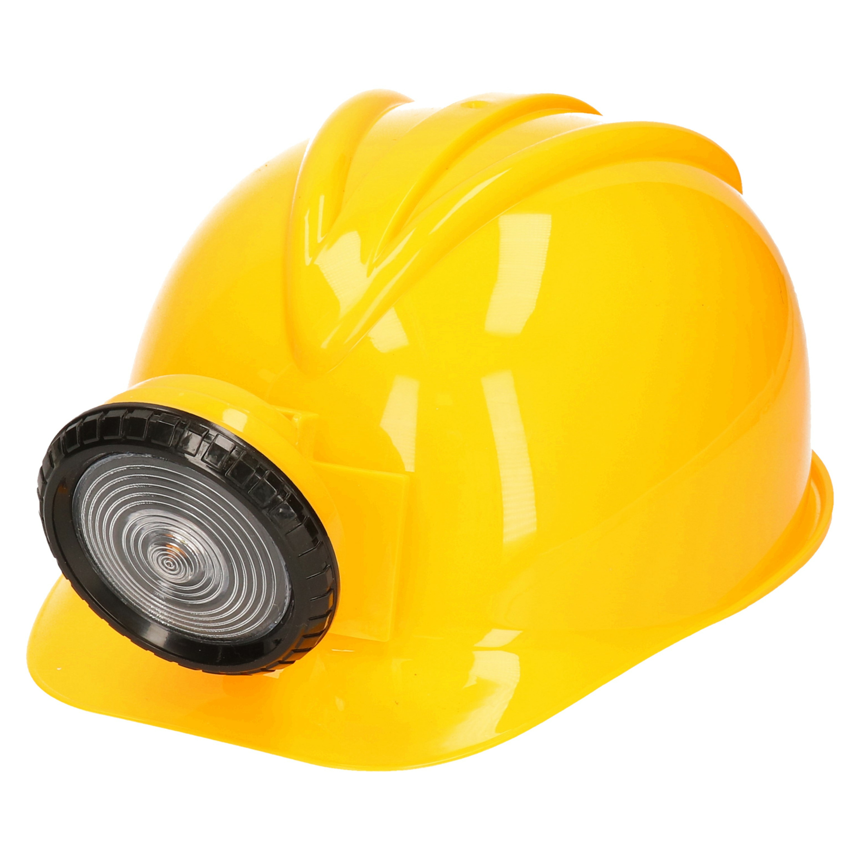 Carnaval/verkleed Bouwhelm met lamp - geel - polyester - voor volwassenen - mijnwerker/bouwvakker