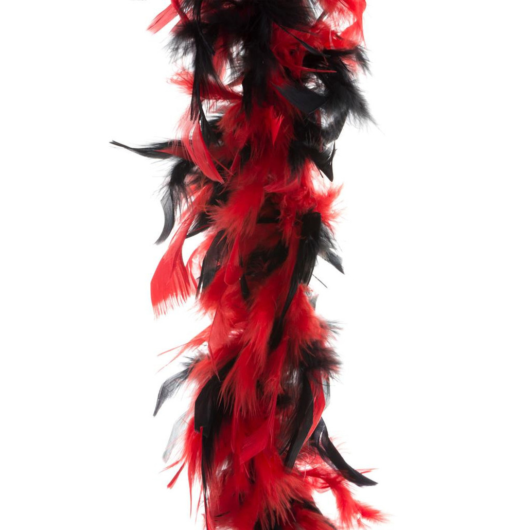 Carnaval verkleed veren Boa kleur zwart/rode mix 2 meter