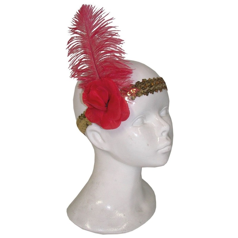 Charleston jaren 20 verkleed hoofdband met rode veer