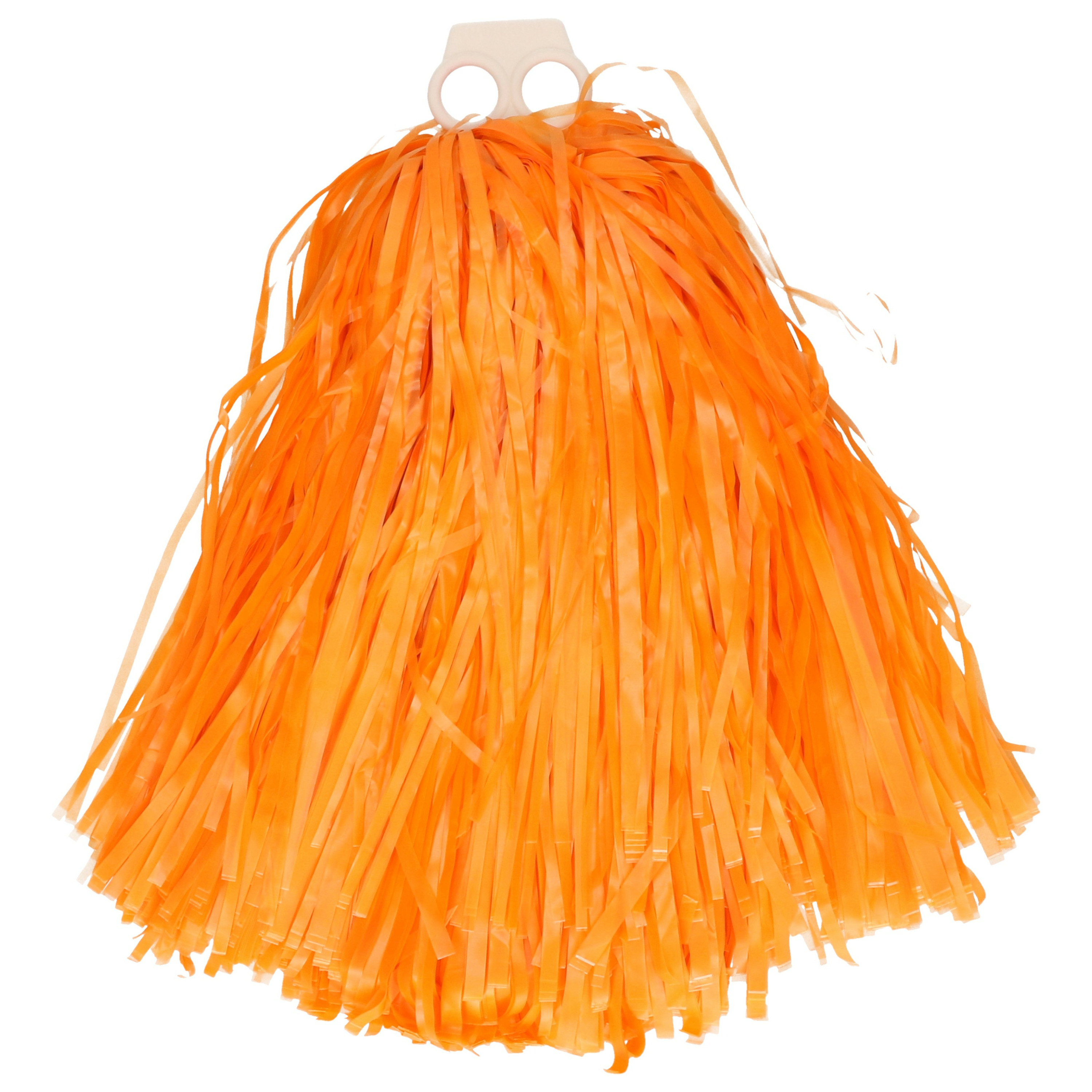 Cheerballs/pompoms - 1x - oranje - met franjes en ring handgreep - 28 cm