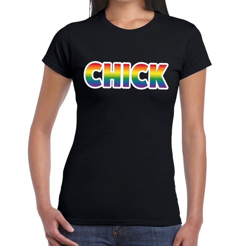 Chick gay pride t-shirt zwart voor dames