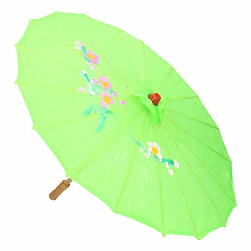 Chinese deco paraplu groen 40 cm