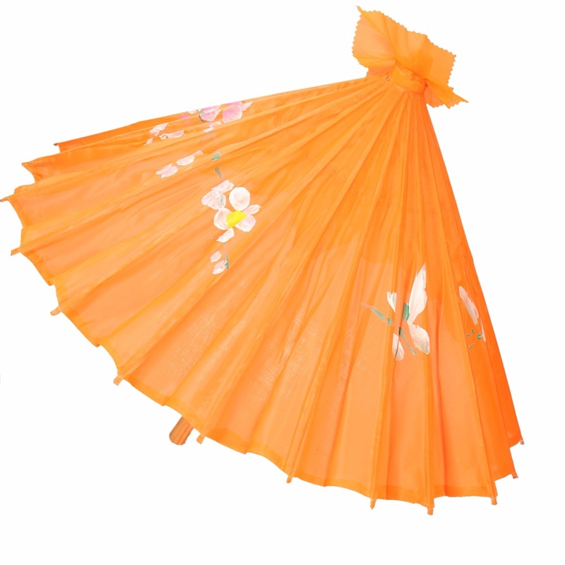 Chinese deco paraplu oranje 50 cm
