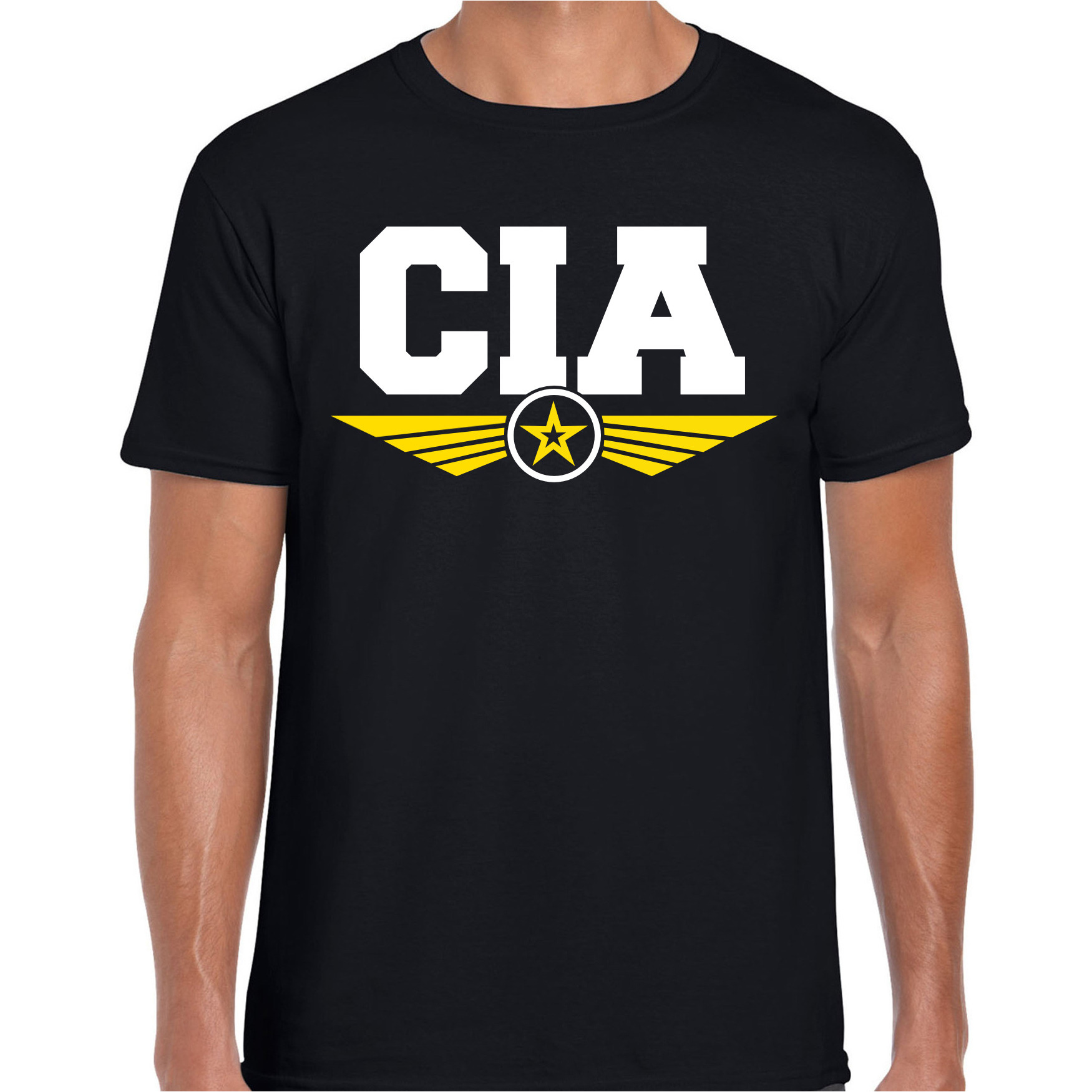CIA agent tekst t-shirt zwart voor heren