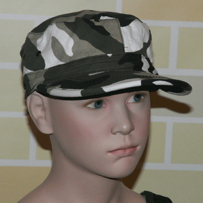 Children's cap with urban camouflage print