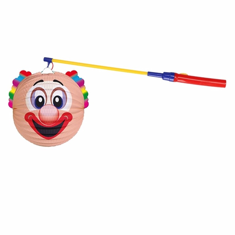 Clown lampion 22 cm met lampionstokje