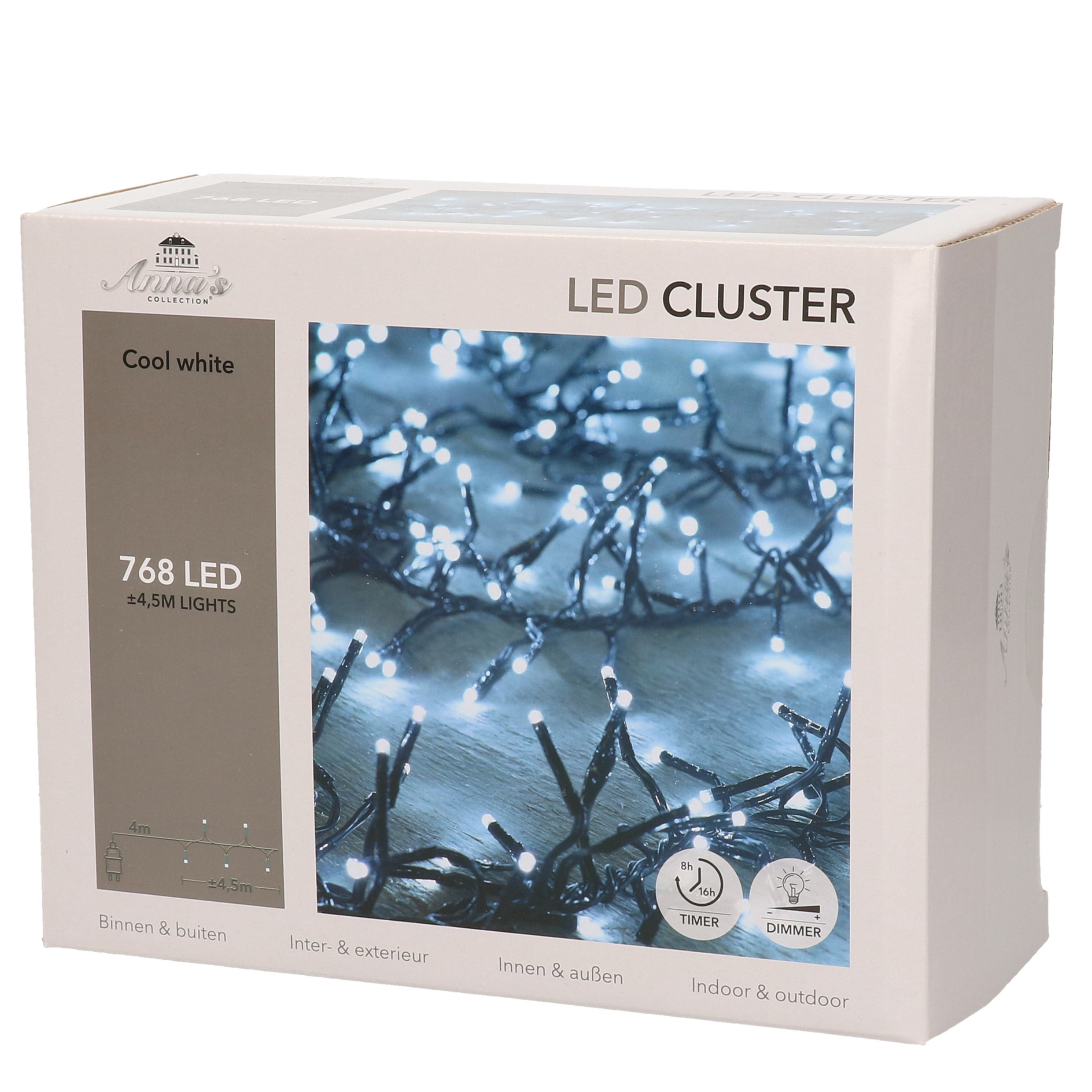 Clusterverlichting helder wit buiten 768 lampjes met timer kerstverlichting