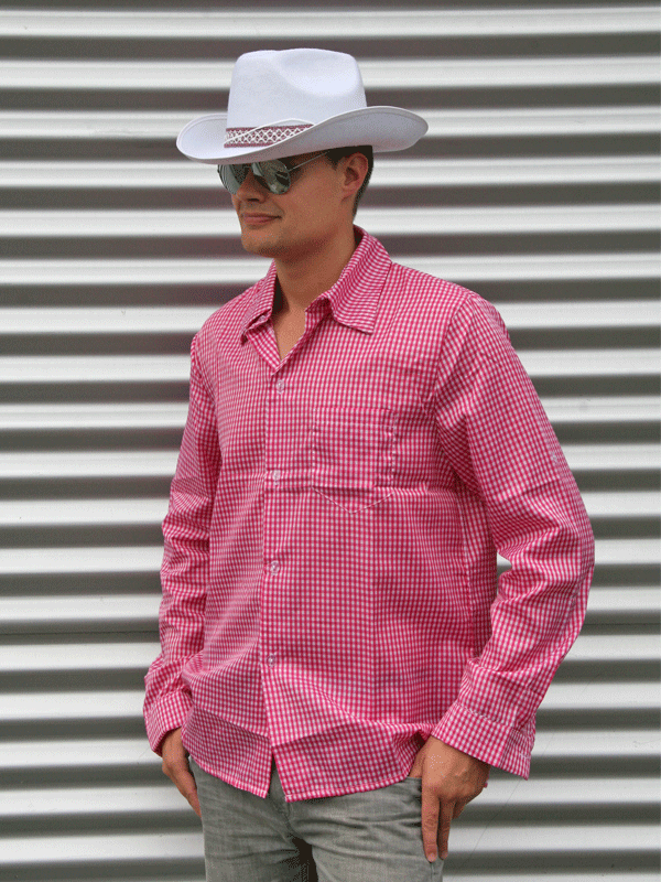 Cowboy kleding roze overhemd voor heren