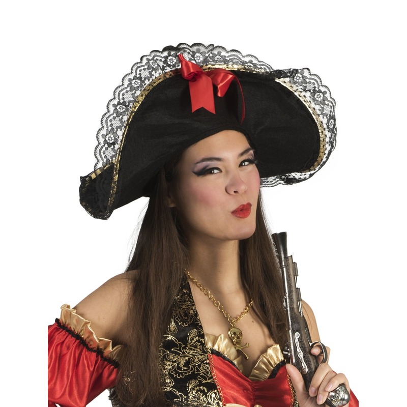 Dames carnaval/verkleed piratenhoed met strik