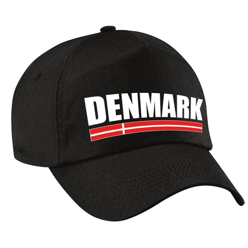 Denmark supporter pet - cap Denemarken zwart kinderen