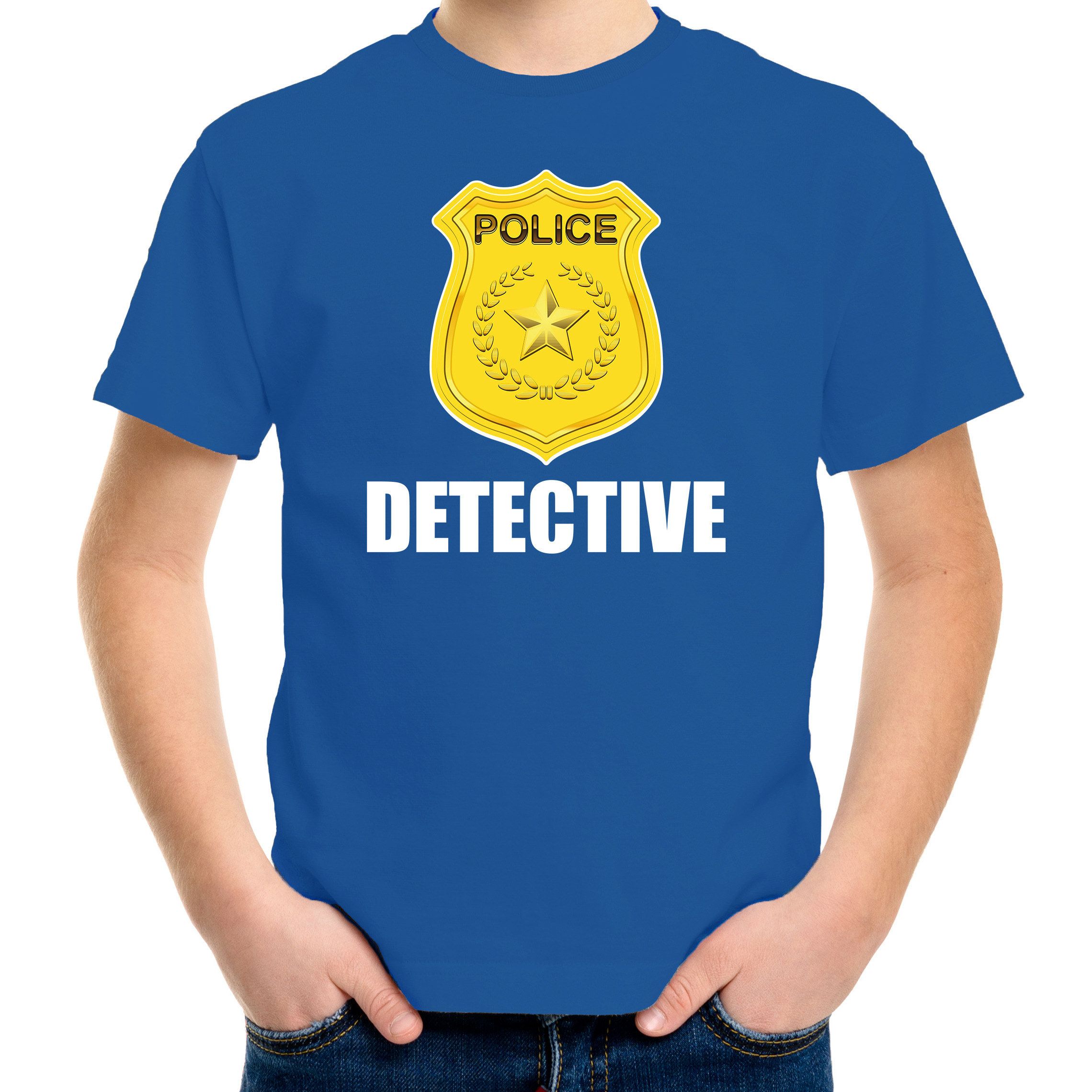 Detective police / politie embleem t-shirt blauw voor kinderen