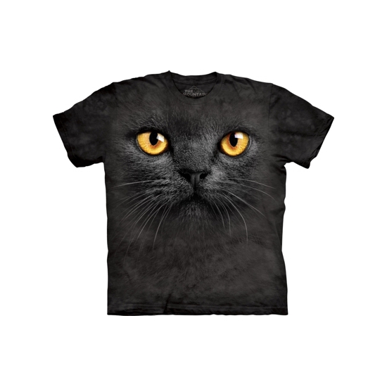 Dieren T-shirt zwarte kat/poes met gele ogen voor volwassenen