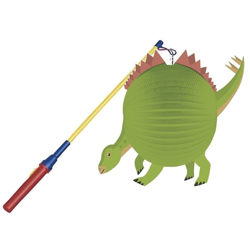 Dinosaurus bol lampion 25 cm met lampionstokje