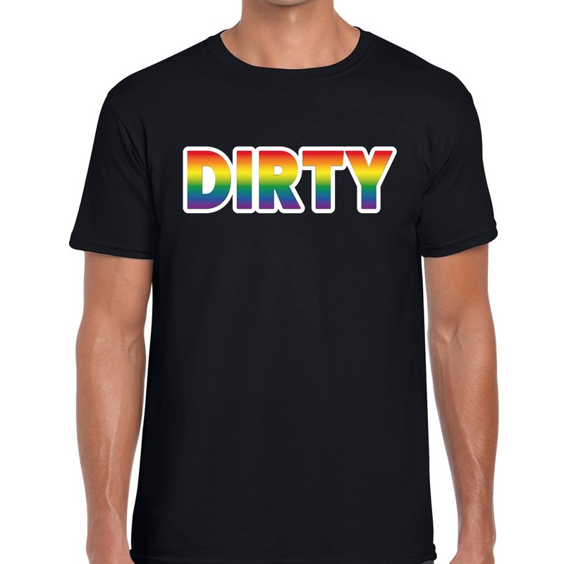 Dirty regenboog gay pride shirt zwart voor heren
