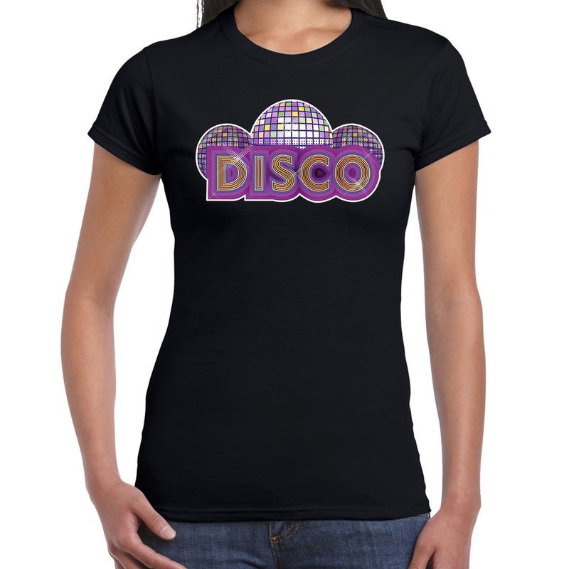 Disco fun t-shirt zwart voor dames