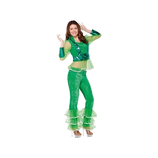 Disco kostuum groen voor dames