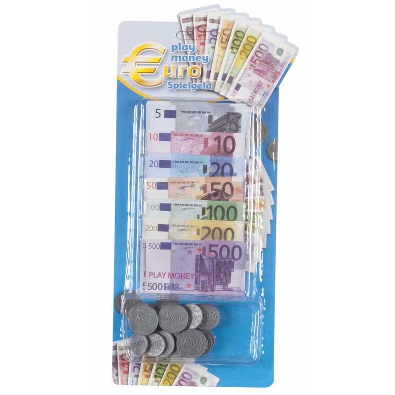 Euro speelgeld set - 90 delig - kunststof-papier - 5 x 8 cm