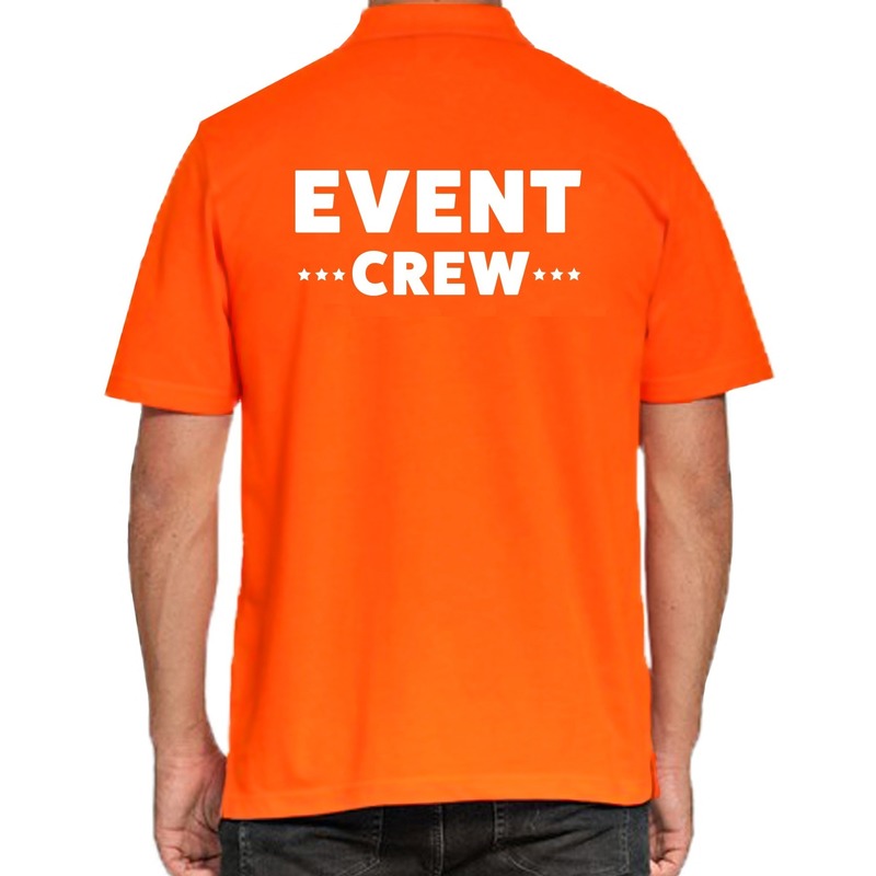 Event crew - personeel tekst polo shirt oranje voor heren