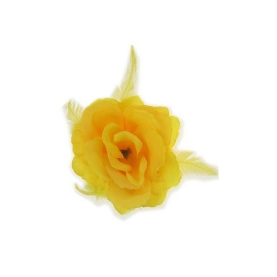 Feestartikelen bloem geel op elastiek 10x10cm