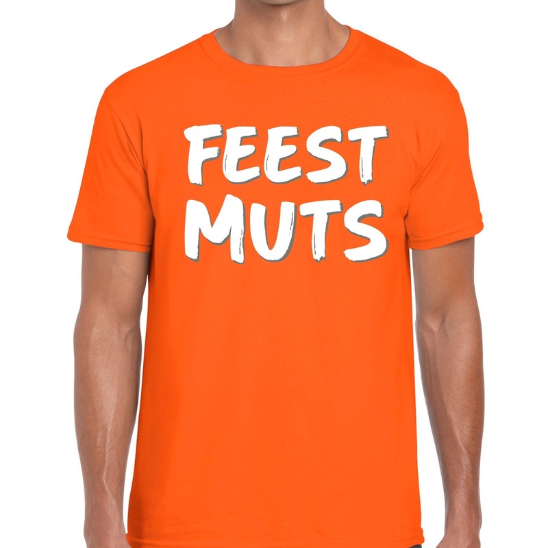 Feestmuts fun t-shirt oranje heren