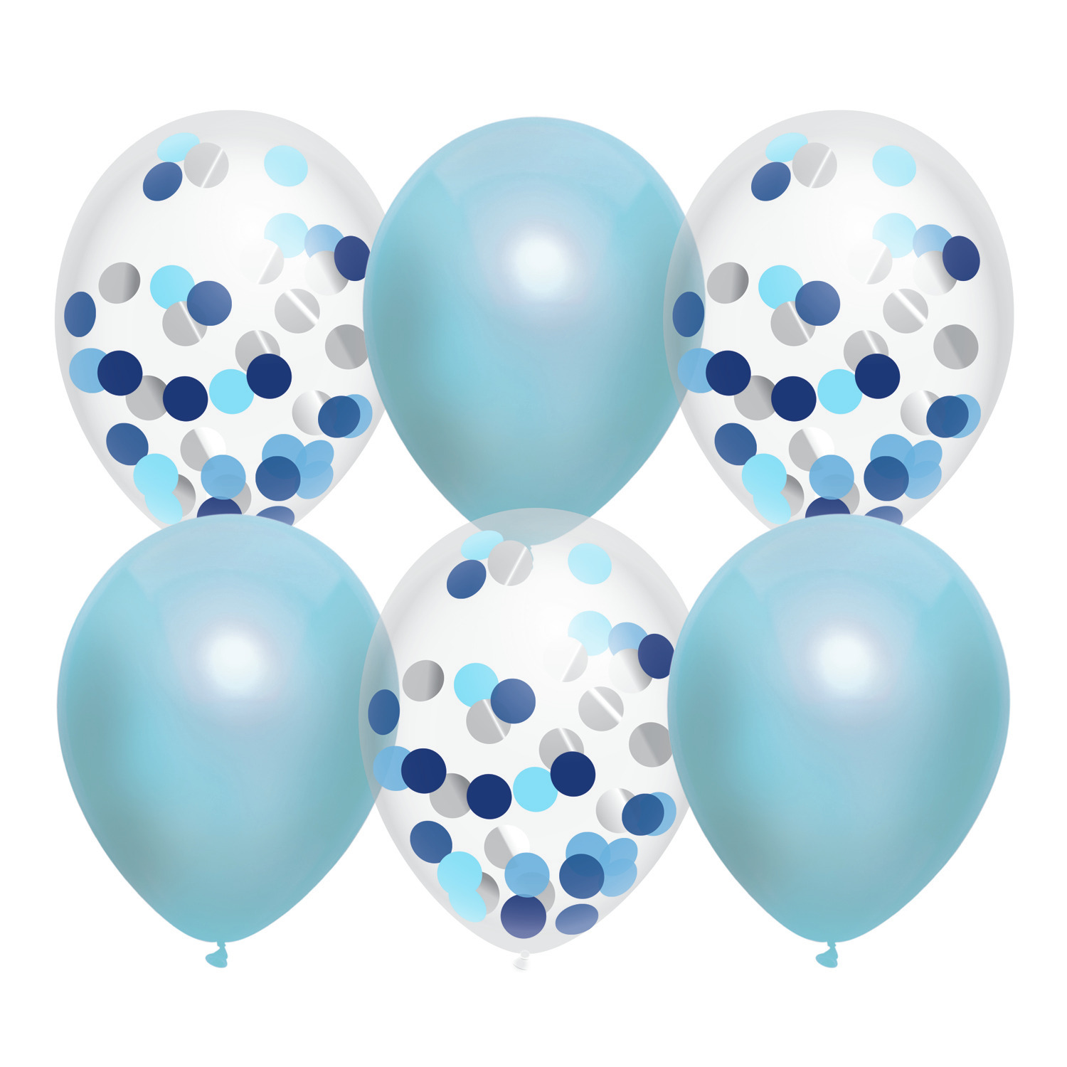 Feestversiering blauw-mix thema ballonnen 6x stuks 30 cm