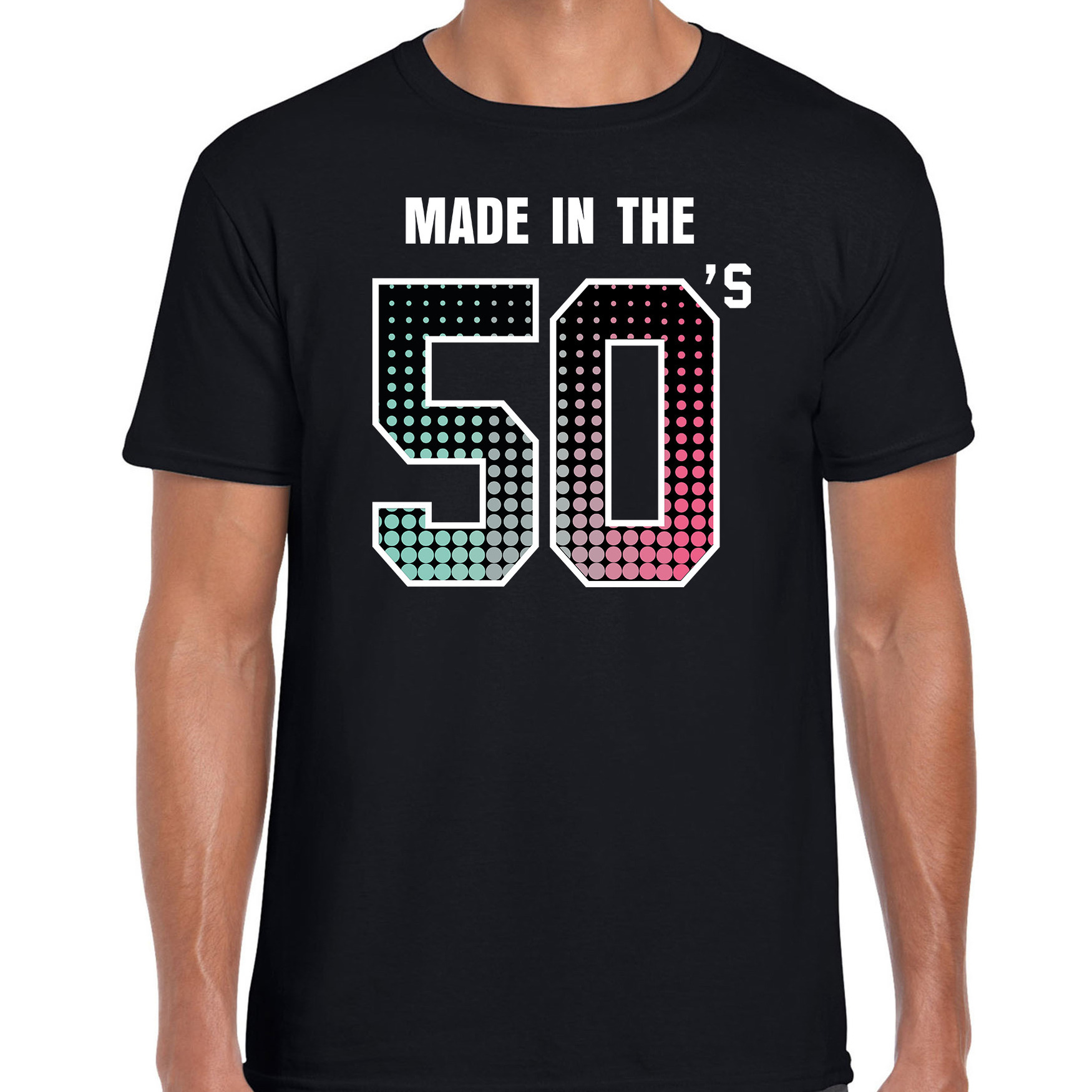 Fiftys t-shirt - shirt made in the 50s - geboren in de jaren 50 zwart voor heren