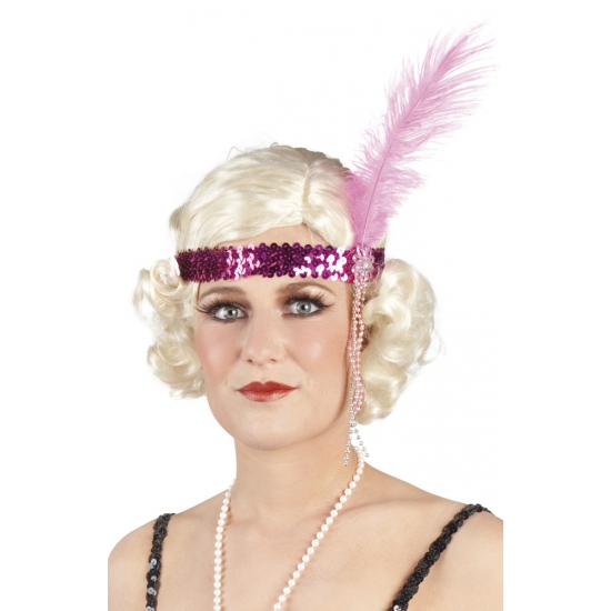 Flapper girl hoofdband roze