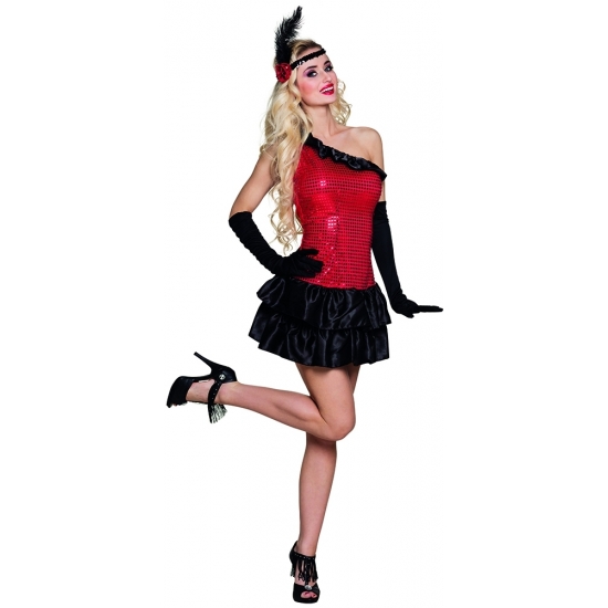 Flapper kostuum jurkje rood met zwart