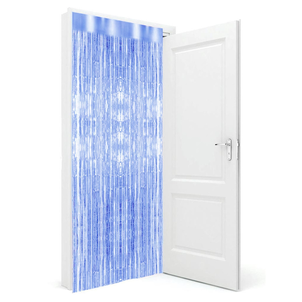 Folie deurgordijn blauw metallic 200 x 100 cm