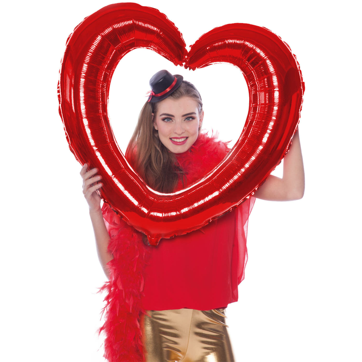 Foto Frame - hart - rood - 80 x 70 cm - opblaasbaar/folie ballon - Valentijn photo prop