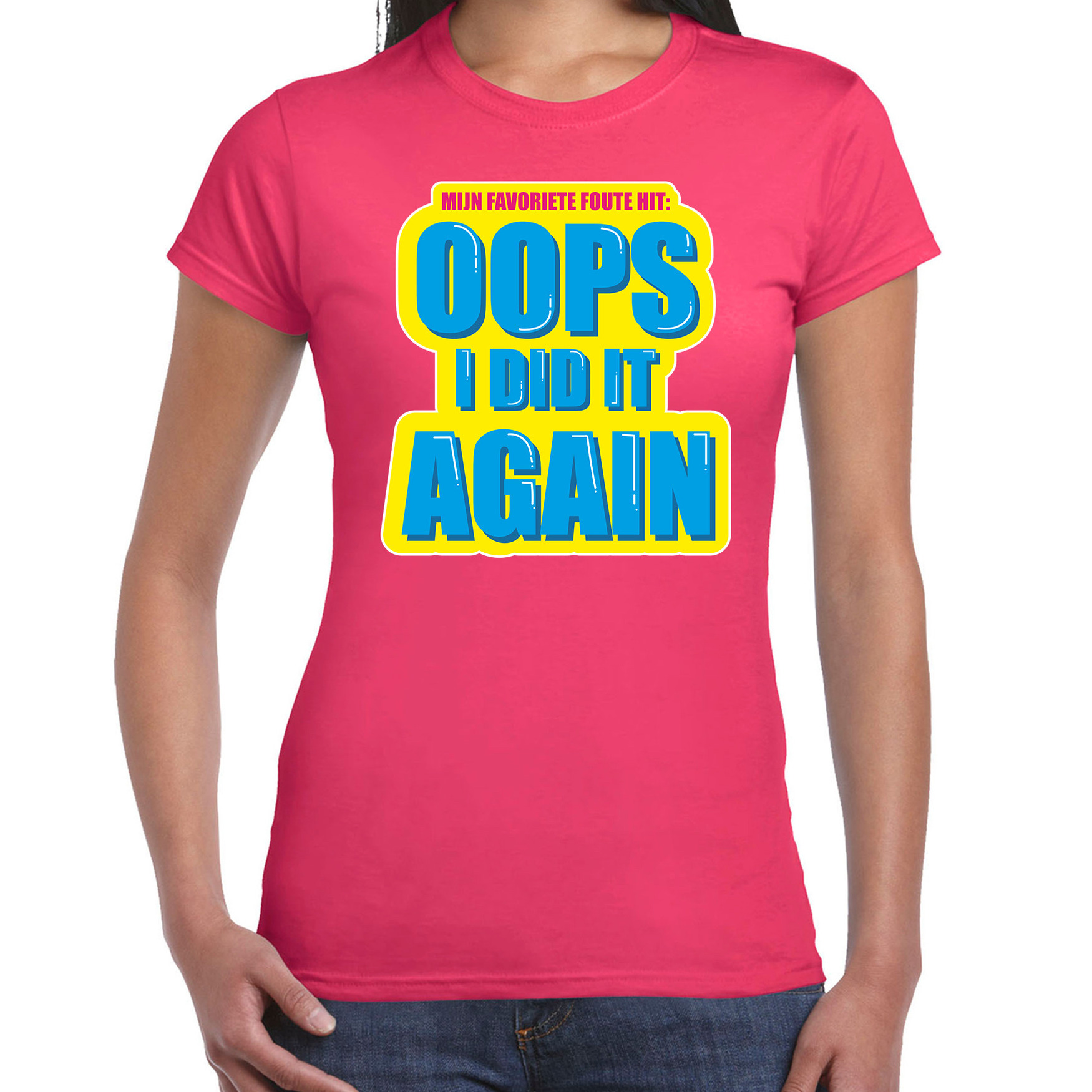 Foute party Oops I did it again verkleed t-shirt roze dames - Foute party hits outfit/ kleding
