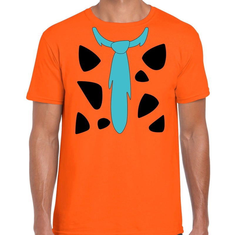 Fred holbewoner kostuum t-shirt oranje voor heren