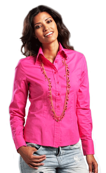 voorwoord vloeistof karakter Fuchsia katoenen blouse voor dames met lange mouwen in de Carnavalskostuum  winkel.