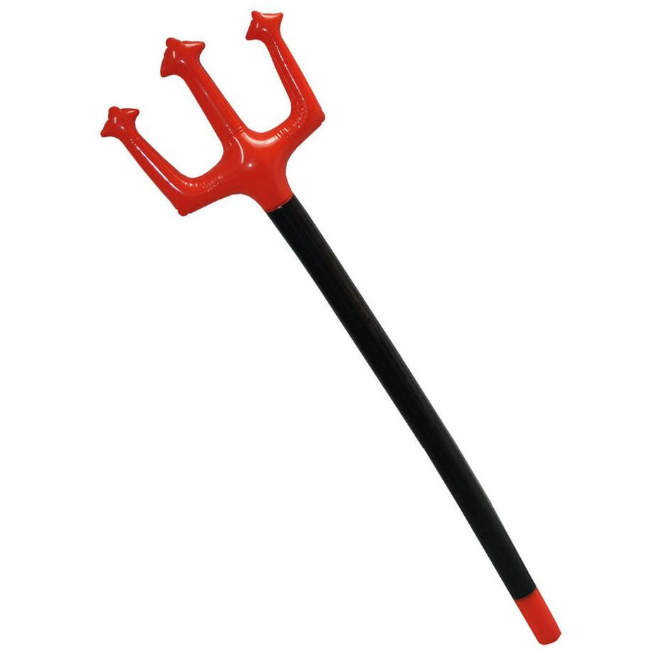 Funny Fashion Duivel Trident/drietand vork - 152 cm - rood - plastic - verkleed accessoires - opblaa