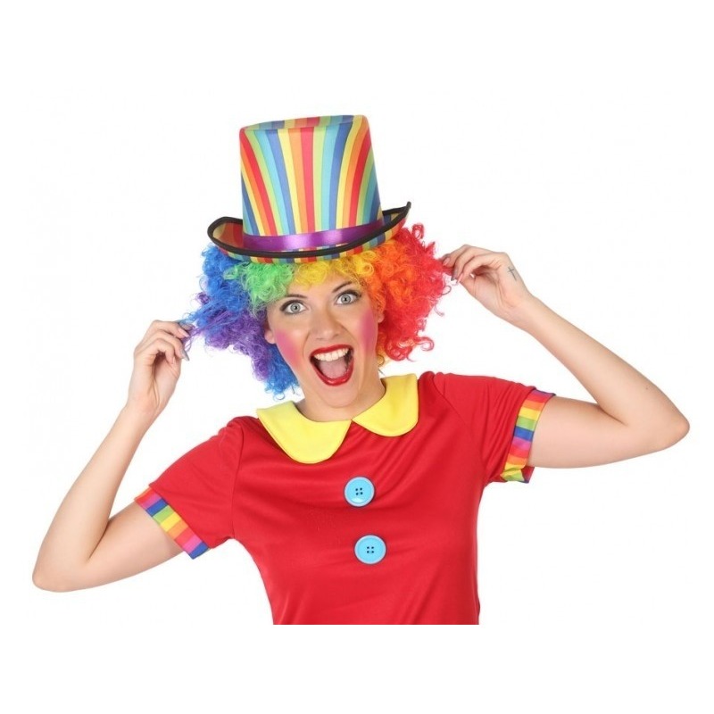 Gekleurde hoge clown verkleed hoed voor volwassenen