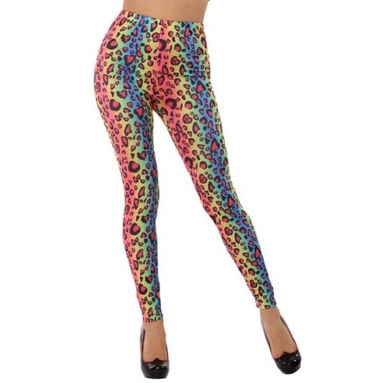 Gekleurde luipaard verkleed legging voor dames